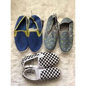 3 Pairs of boys slip on sneakers. Size Medium. New with tags.